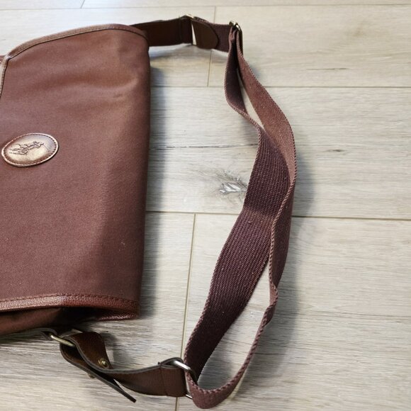 Vtg Polo Ralph Lauren Brown Canvas Messenger Travel Bag Purse Shoulder Strap - Picture 4 of 9